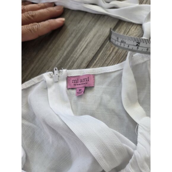 Miami For Francesca Tired White Prairie Dress With Strap In Size Medium - Picture 3 of 5